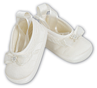 Sarah Louse Girls Ivory Christening Shoes 004408GP