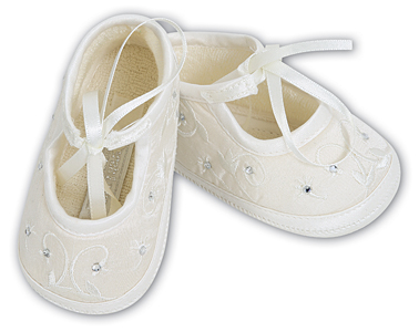 Sarah Louse Girls Ivory Christening Shoes 004410GP