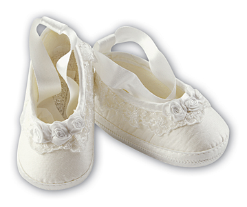 Sarah Louise Girls Ivory Christening Shoes 004434GP