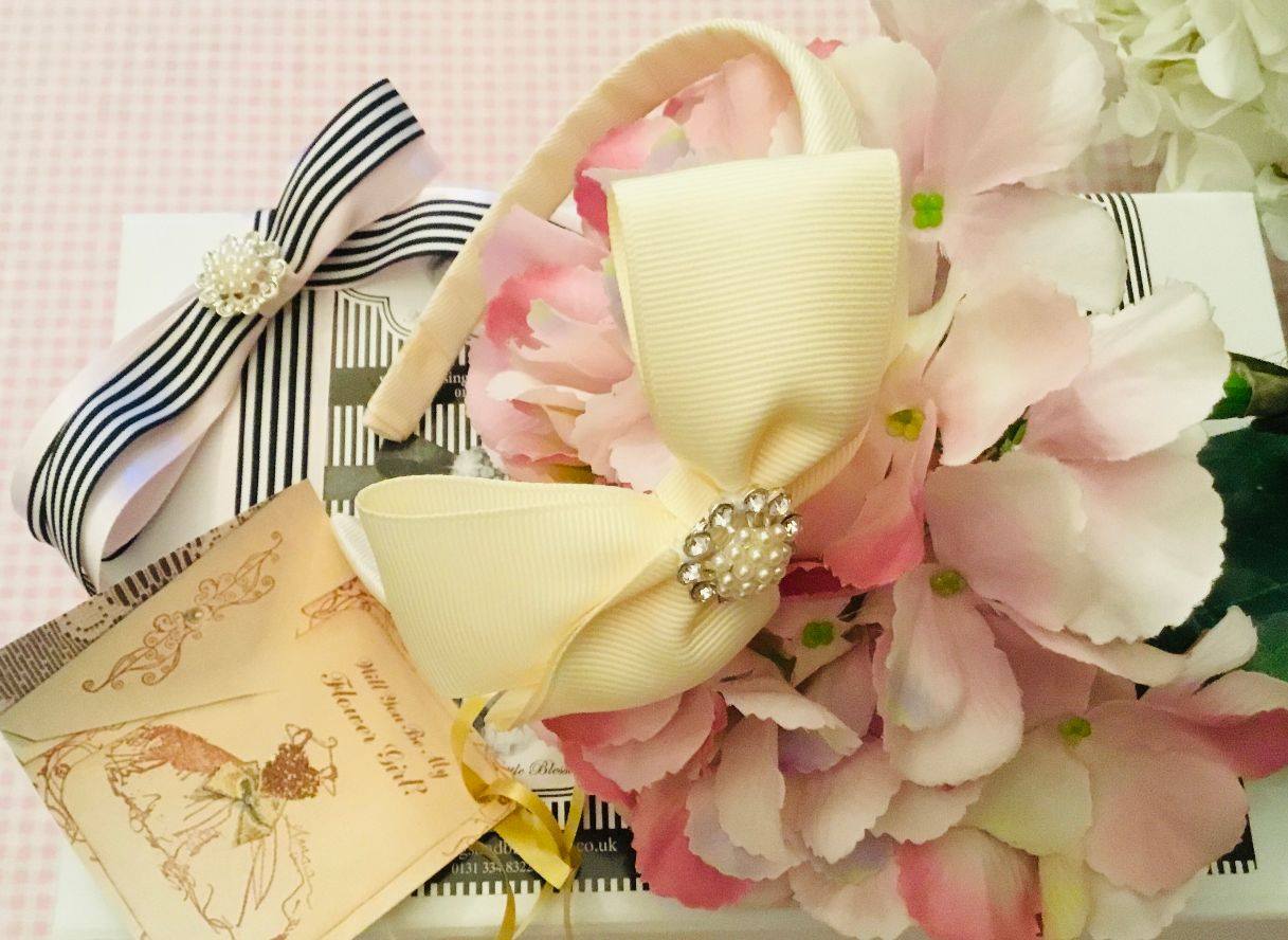 BBs -h- Ivory Bow and Crystal Headband HBIVORY-7