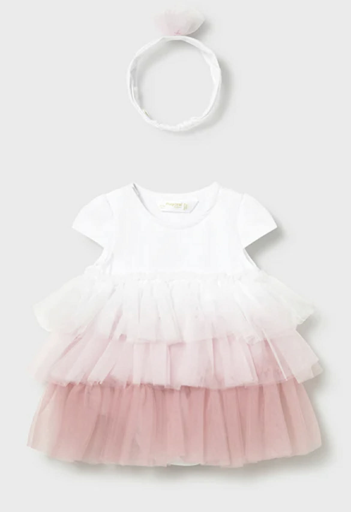 Mayoral -a- A A Baby Pink Tulle Dress and Headband 1601