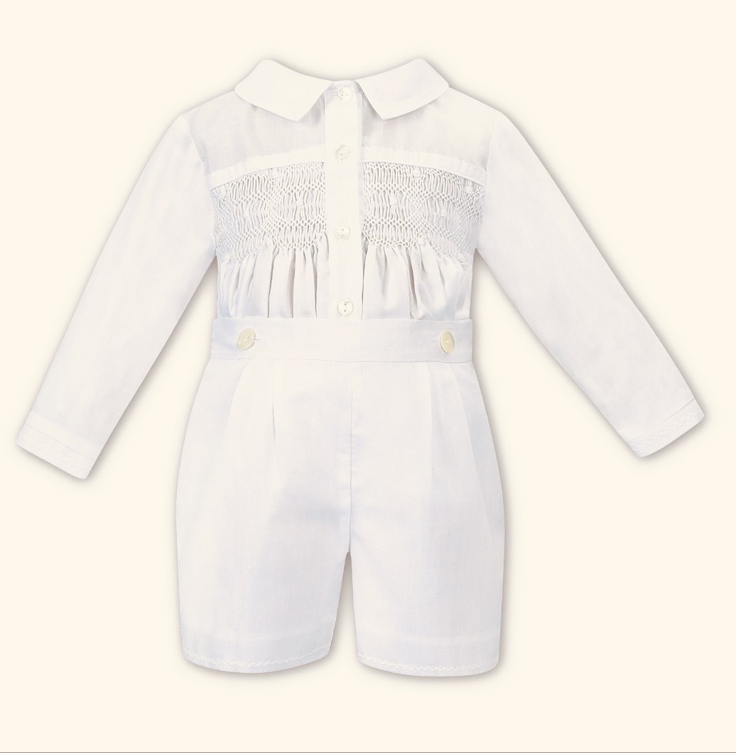 Sarah Louise -a- B Ivory Smocked Romper C4000