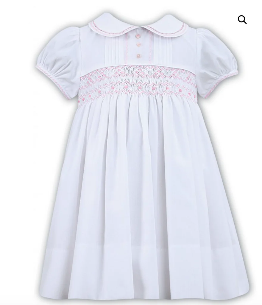 Sarah Louise -a- A White/Pink Smocked Dress C6001