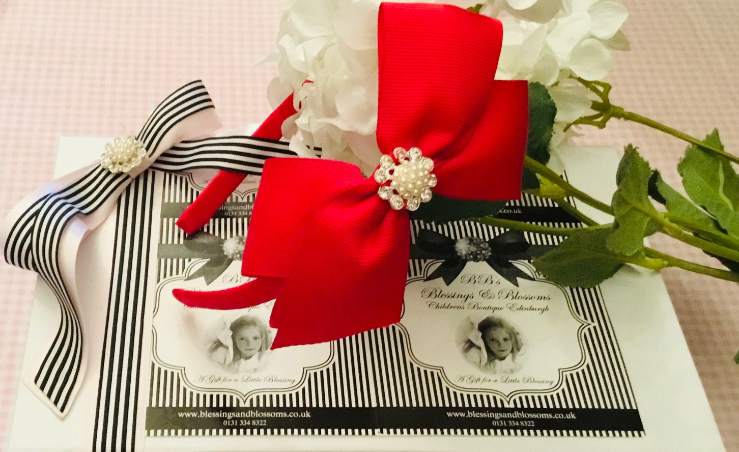 BBs -h- Red Bow and Crystal Headband HBRED-7